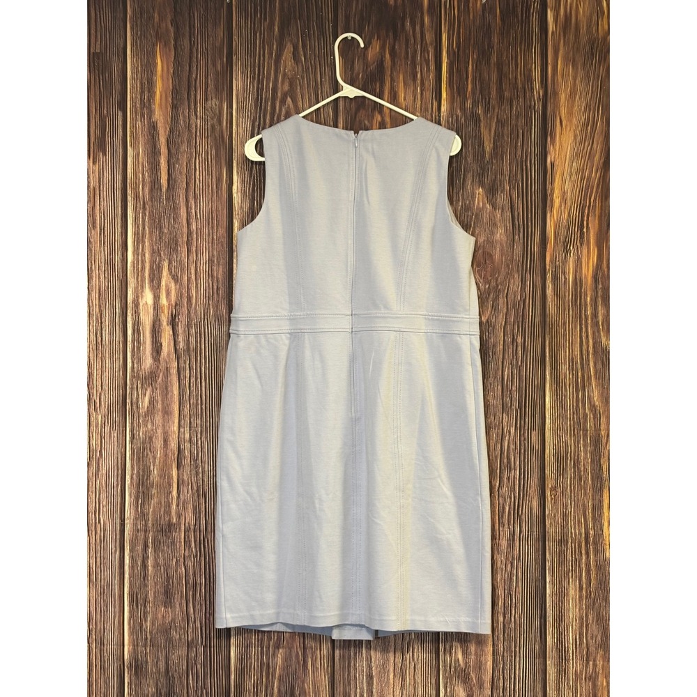 Talbots Sheath Dress Womens 14WP Petite Blue Sleeveless Ponte Career Work - Picture 3 of 15